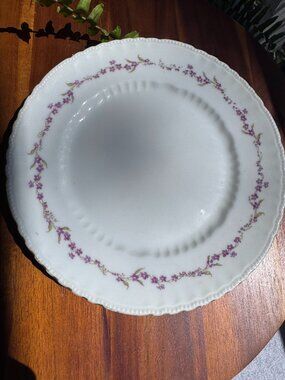 Antique Victoria Austria Dessert Plate 1900s Porcelain Purple Violets